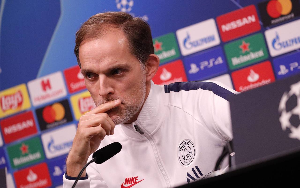 Thomas Tuchel bei der Pressekonferenz vor dem Champions League Spiel gegen den BVB.