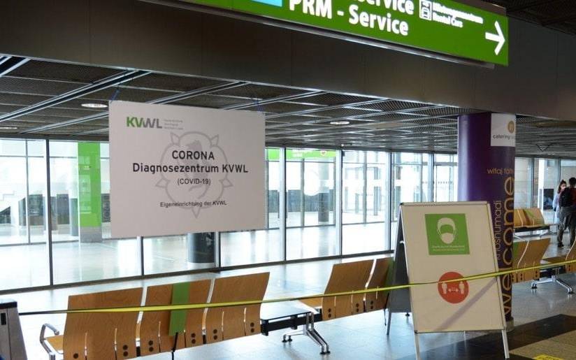 Corona-Teststelle am Dortmunder Flughafen.