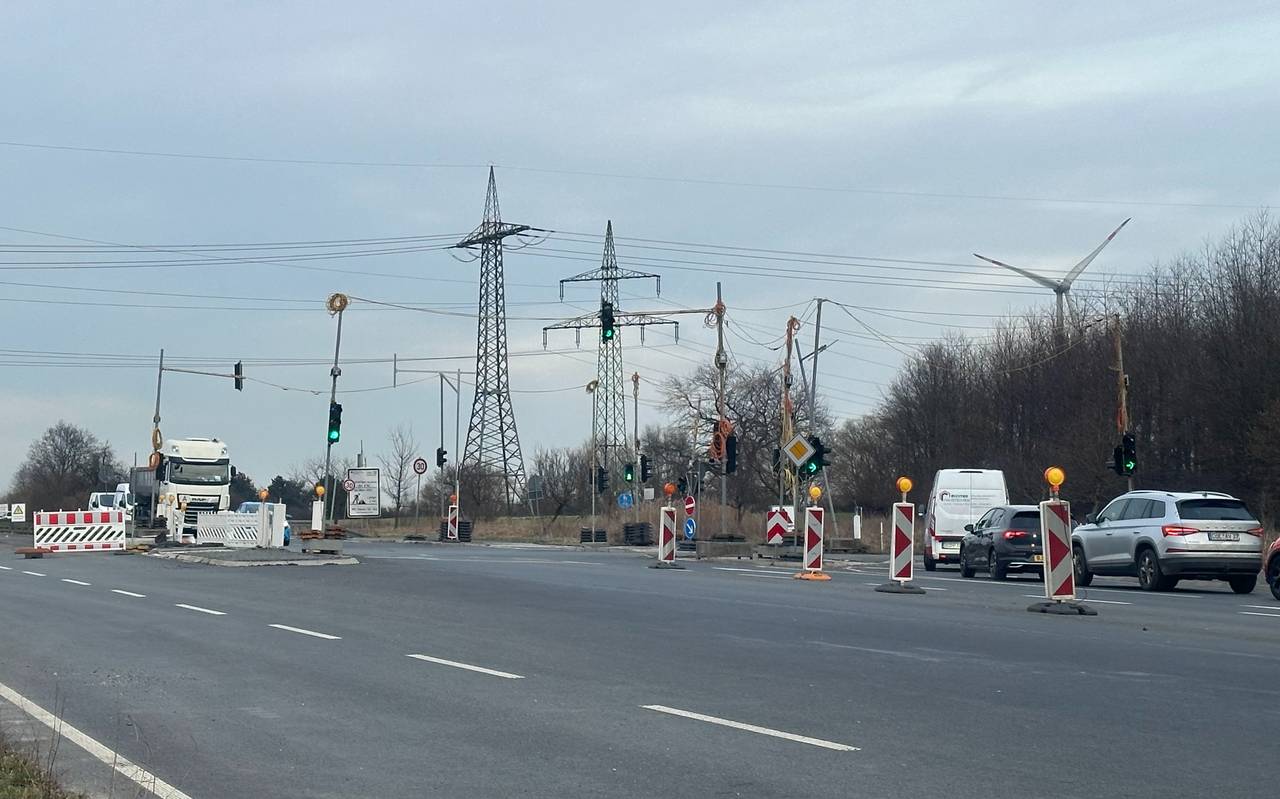 Die Baustelle am Ende der B236 zwischen Lünen und Brechten.