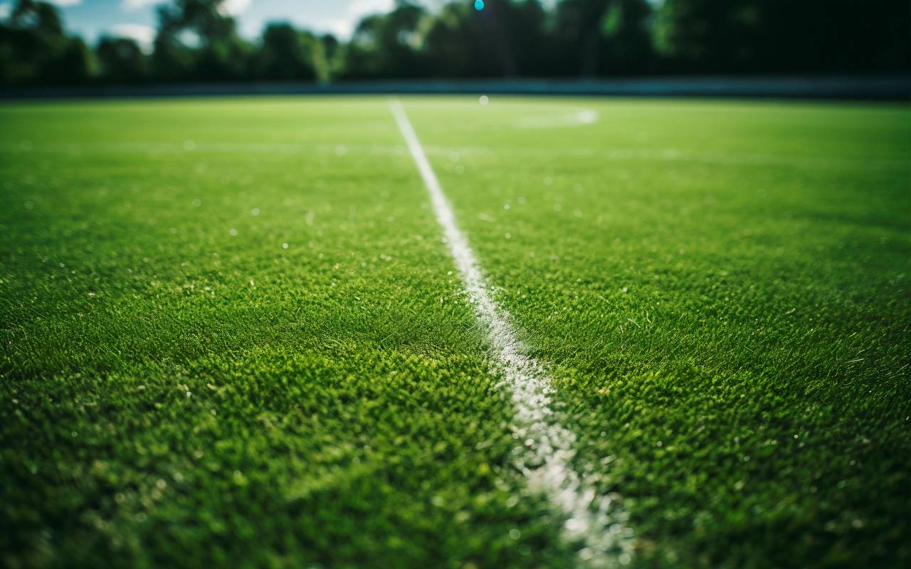 Kunstrasen eines Fußballplatzes