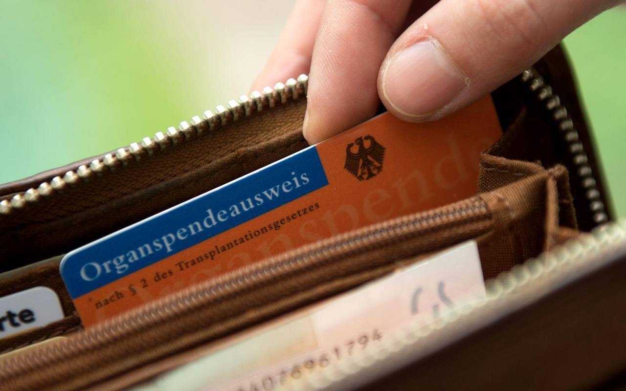 Organspendeausweis in einem Geldbeutel