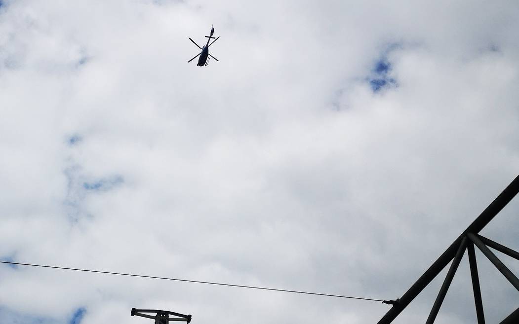 Hubschrauber über Dortmund bei der Suche nach einem Tatverdächtigen am 3.7. 2019