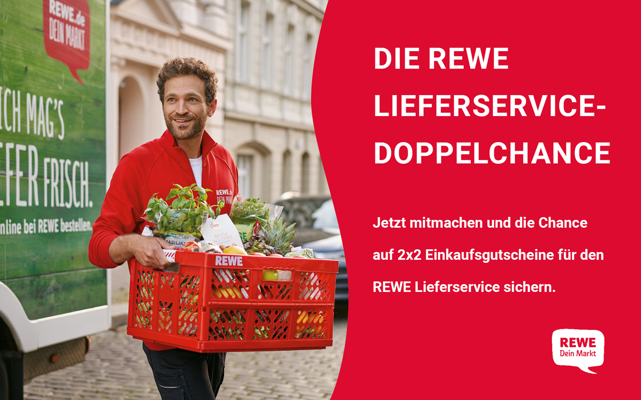 Macht mit bei der Rewe Lieferservice-Doppelchance.