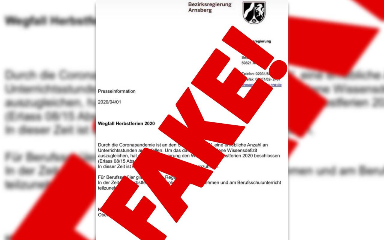 Gefälschte Pressemitteilung der Bezirksregierung Arnsberg im Umlauf.