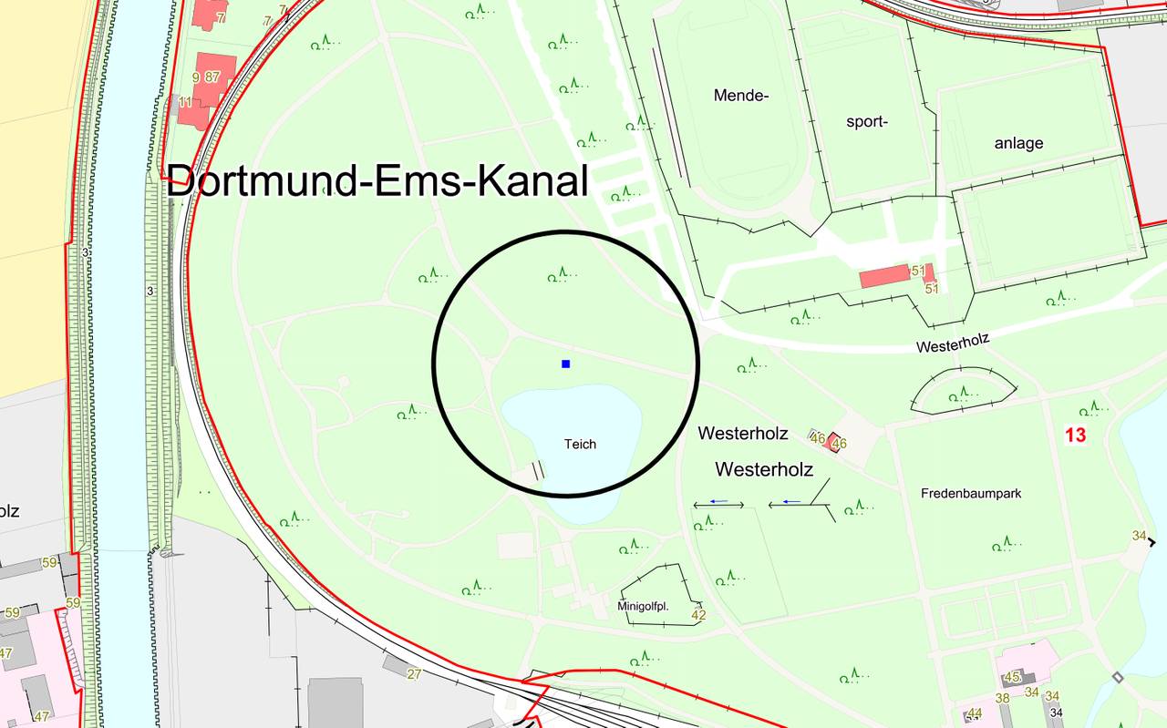 Blindgängerfund im Dortmunder Fredenbaumpark.