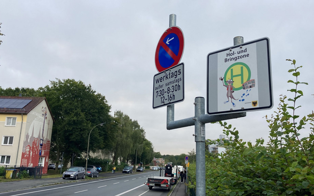 Straßenschild: Temporäre Sperrung für motorisierten Verkehr an der Kerschensteiner Grundschule in Dortmund