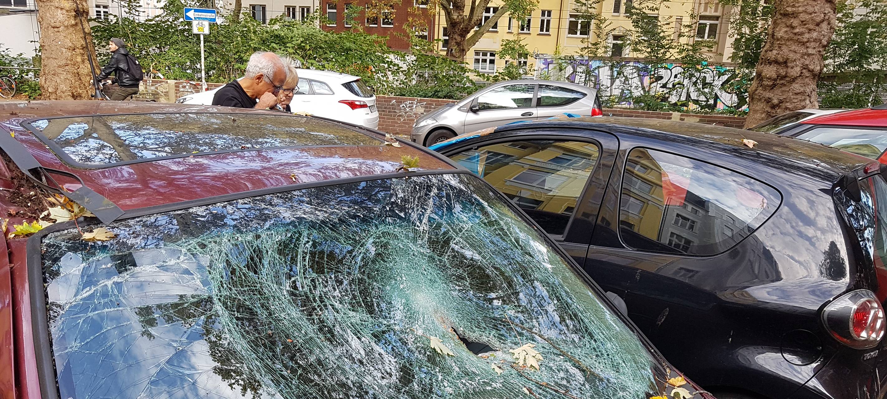 Die Krone eines Ahornbaumes hat Autos auf der Liebigstraße beschädigt.