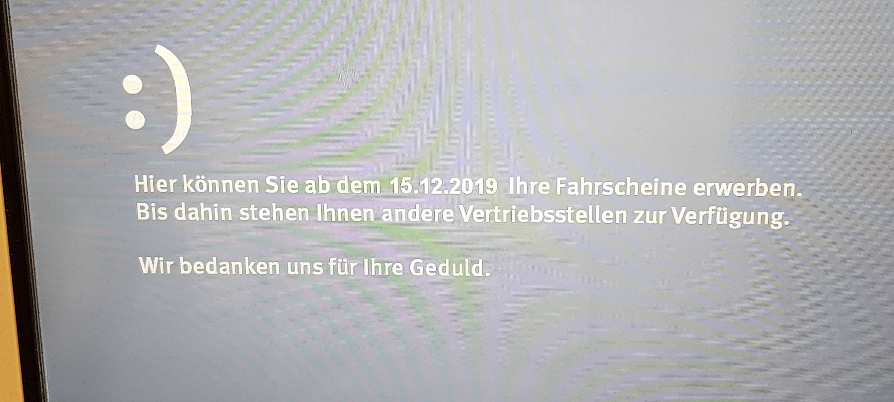 Tickets müssen ab dem 15.12.19 an dem VRR-Automat gekauft werden.
