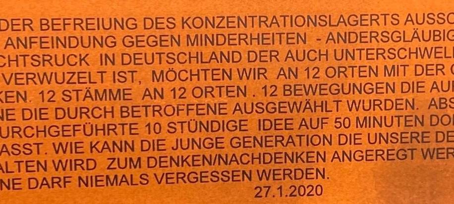 Bekennerschreiben der Kunstaktion.