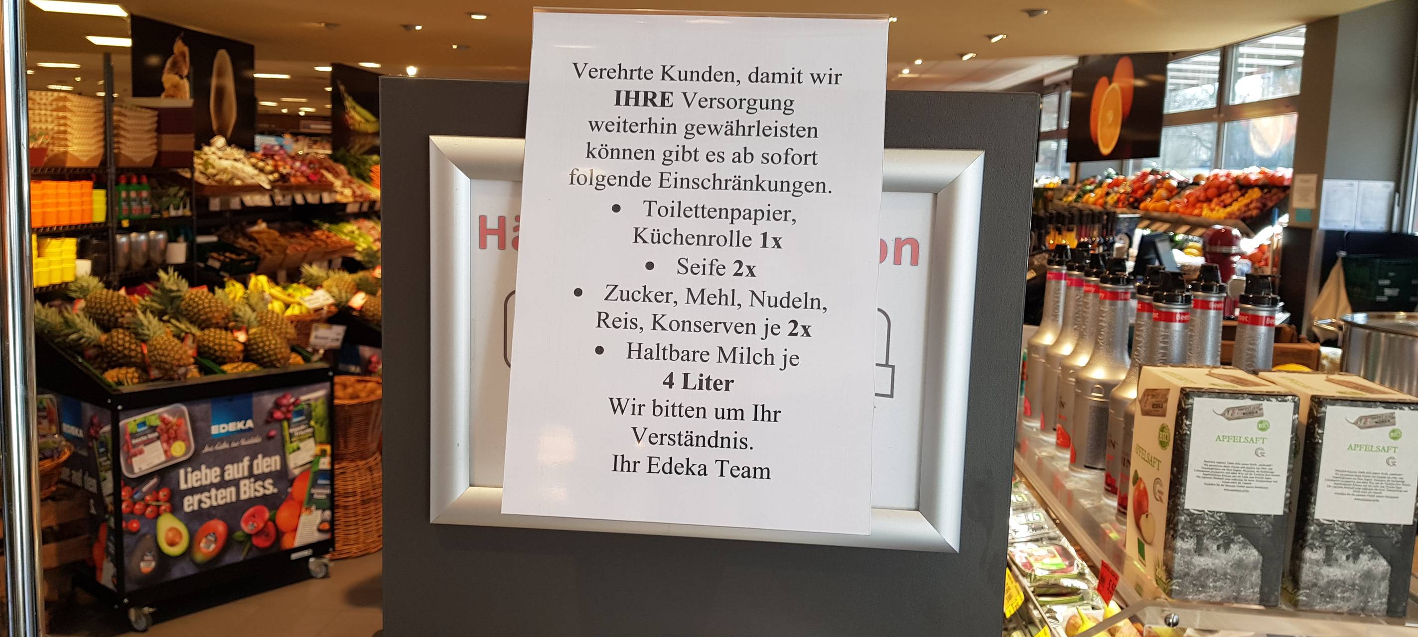 Supermarkt untersagt Hamsterkäufe