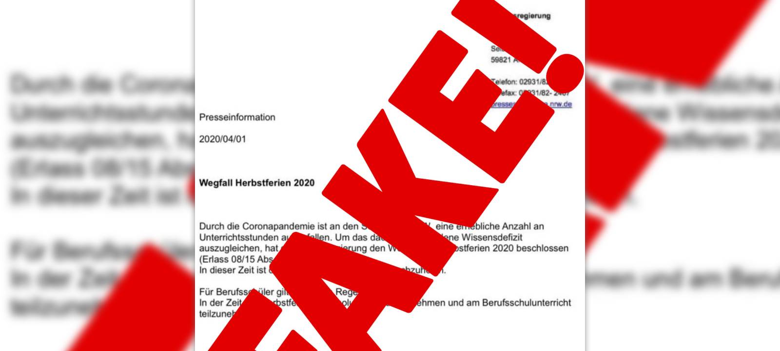 Gefälschte Pressemitteilung der Bezirksregierung Arnsberg im Umlauf.