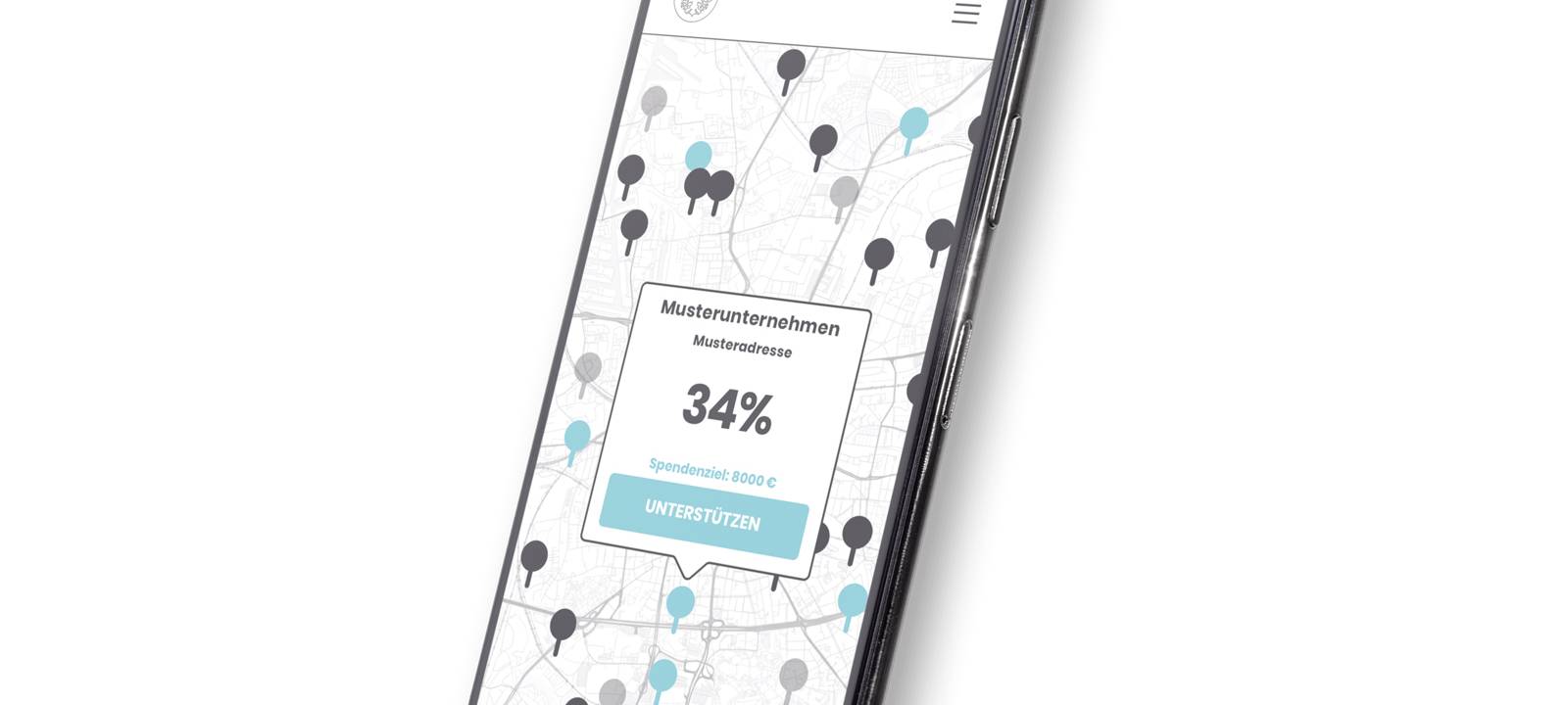 Virtuelle Karte der "Dortmund, wir stehen hinter dir" Aktion der Wirtschaftsförderung Dortmund.