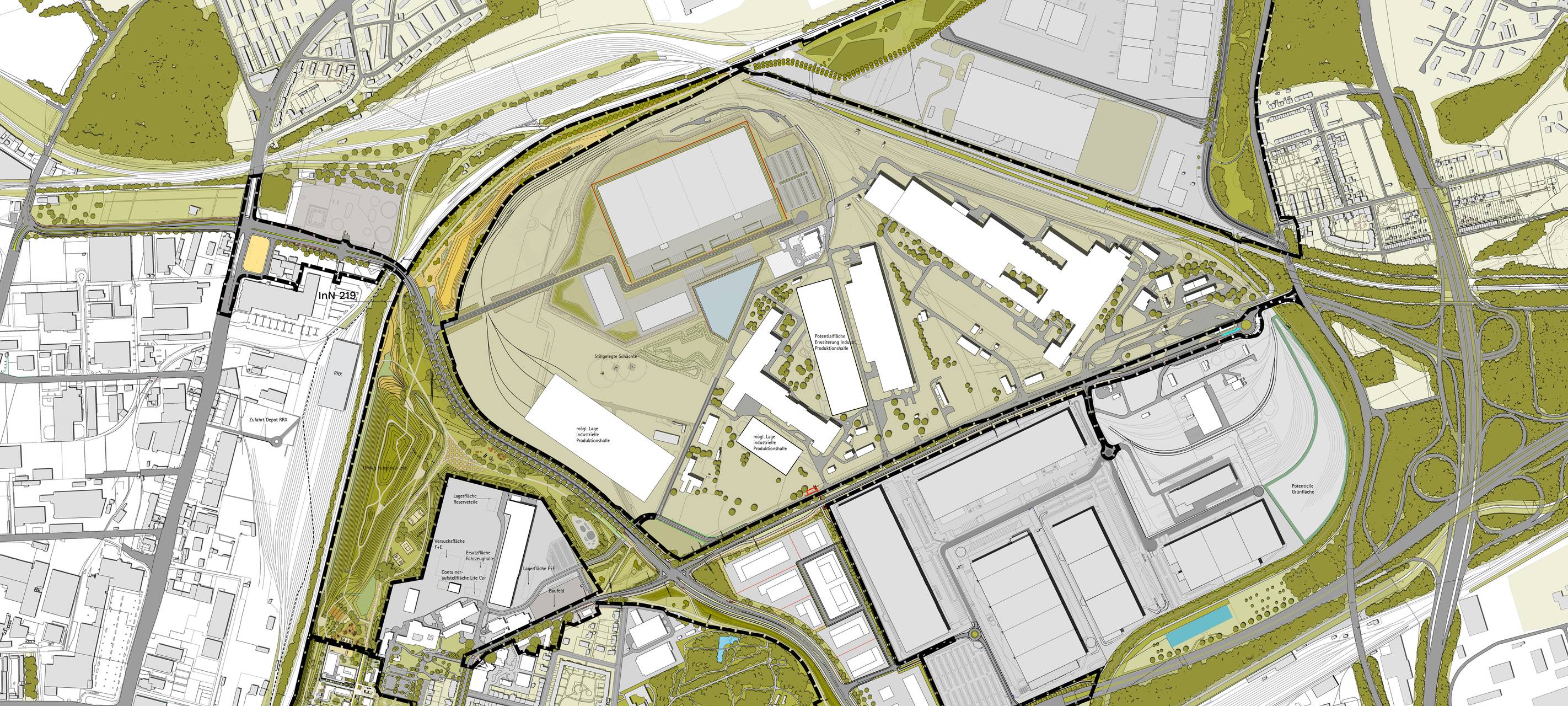Plan des Grünen Rings in Dortmund.
