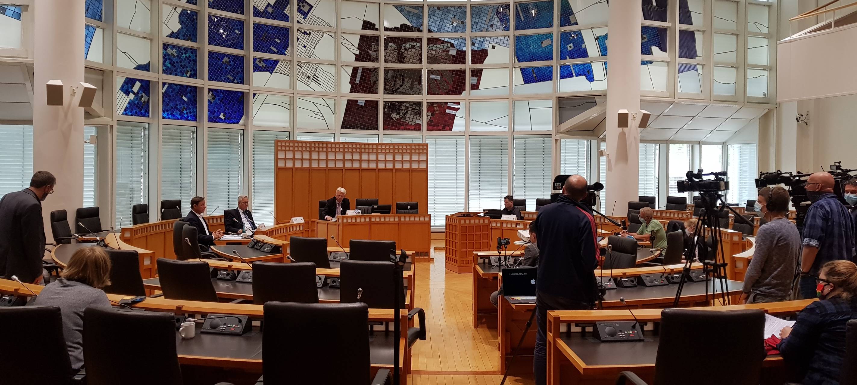 Pressekonferenz der Stadt Dortmund, Polizei Dortmund und Borussia Dortmund vor dem Revierderby in der Coronazeit.