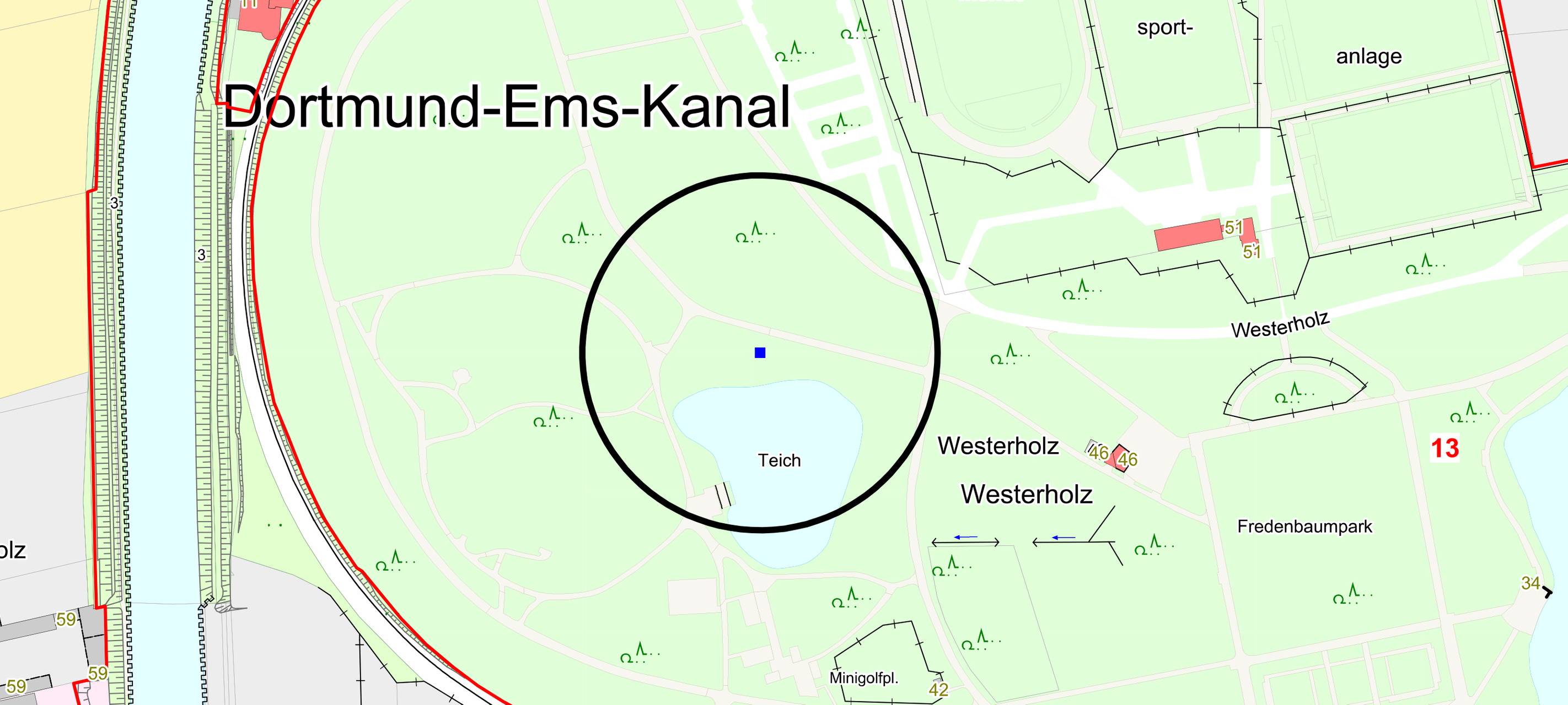 Blindgängerfund im Dortmunder Fredenbaumpark.