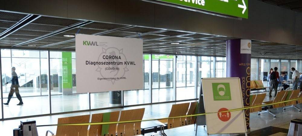 Corona-Teststelle am Dortmunder Flughafen.