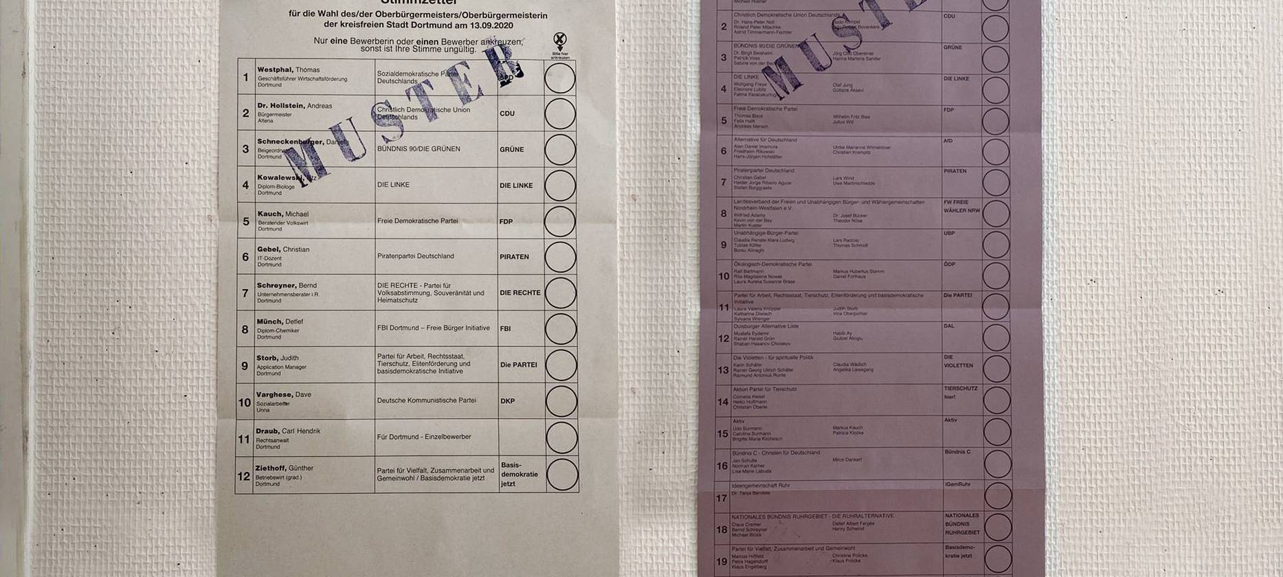 Stimmzettel OB- und VRR-Wahl