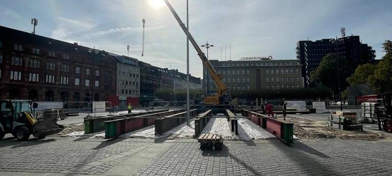 Der Aufbau des Dortmunder Weihnachtsbaumes startet