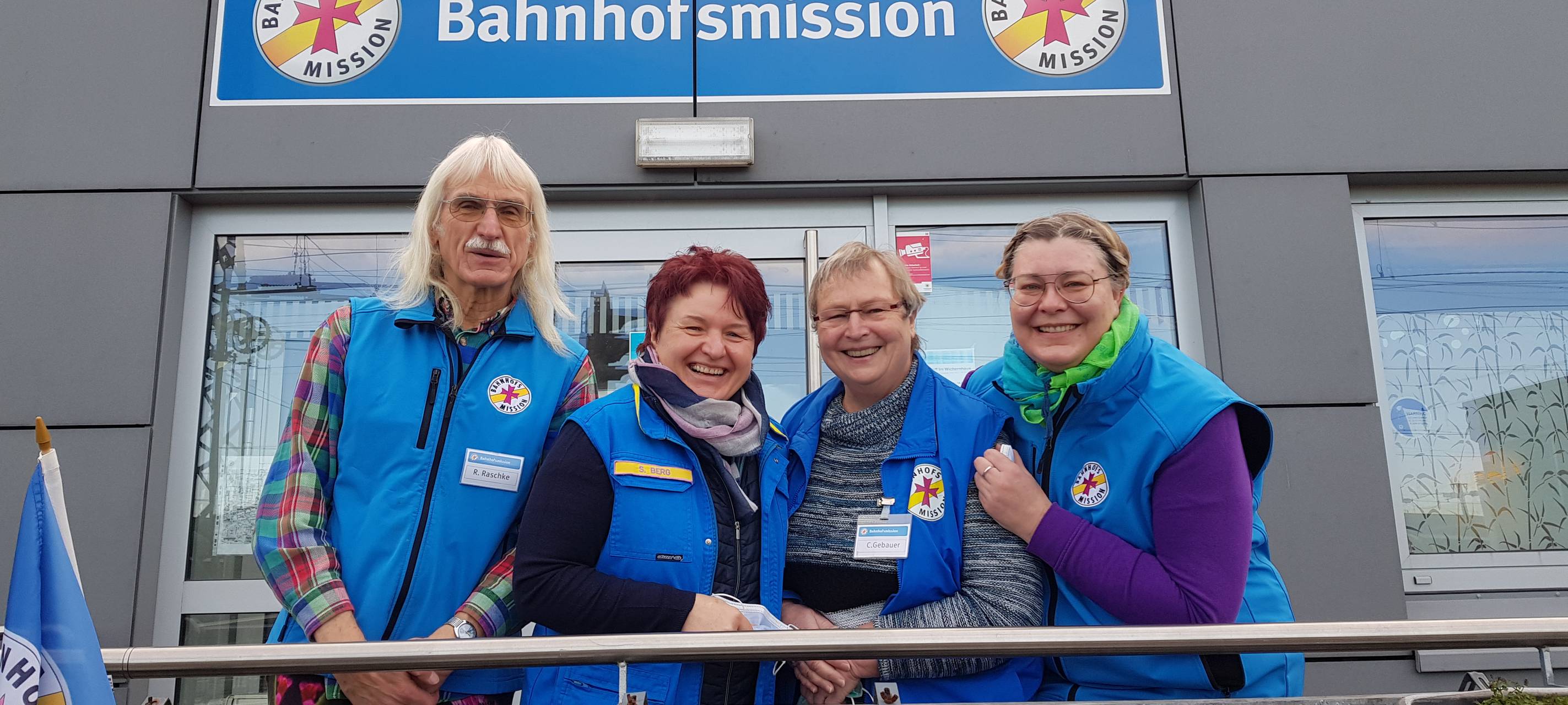 Reinhardt Raschke, Swetlana Berg, Christina Gebauer, Christiane Wittler von der Dortmunder Bahnhofsmission.