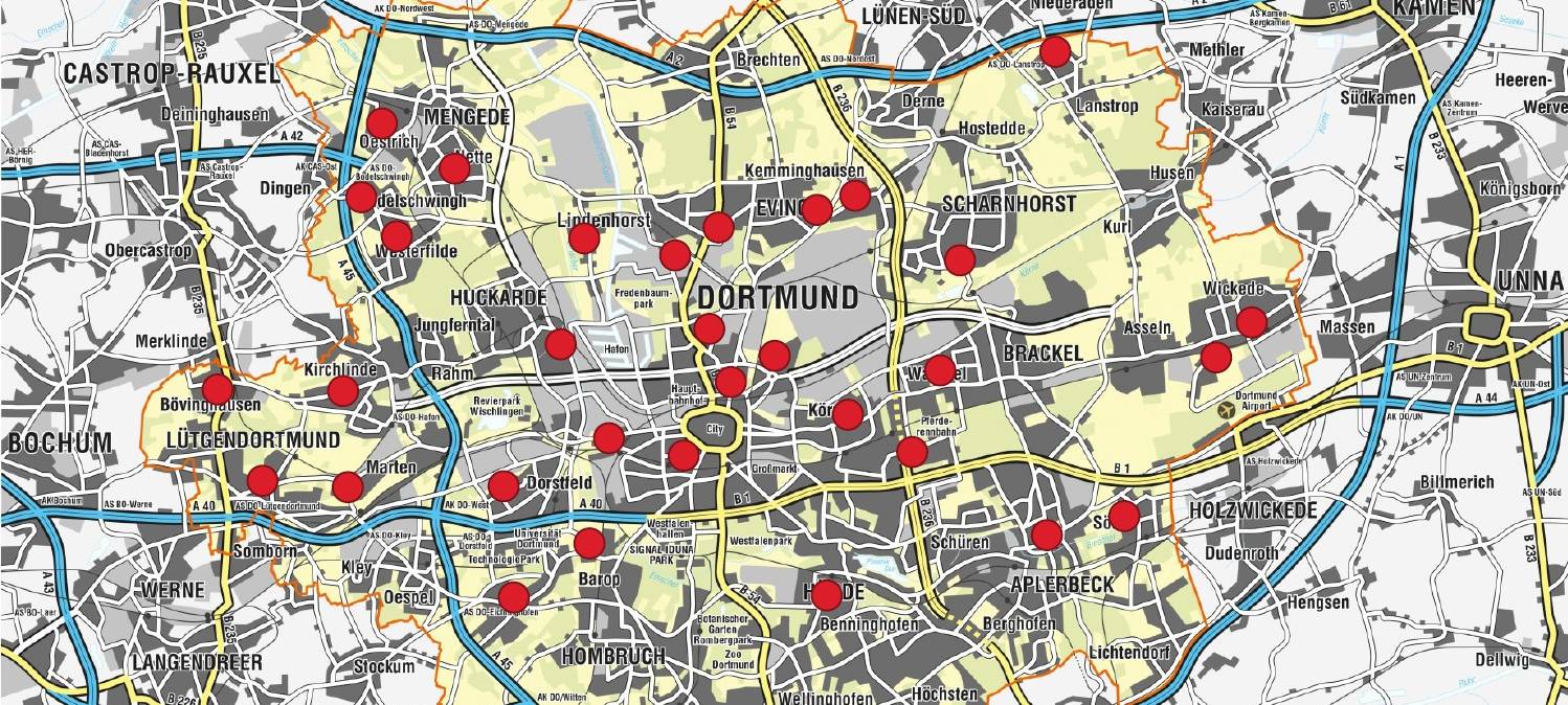 Die Standorte der Sirenen in Dortmund
