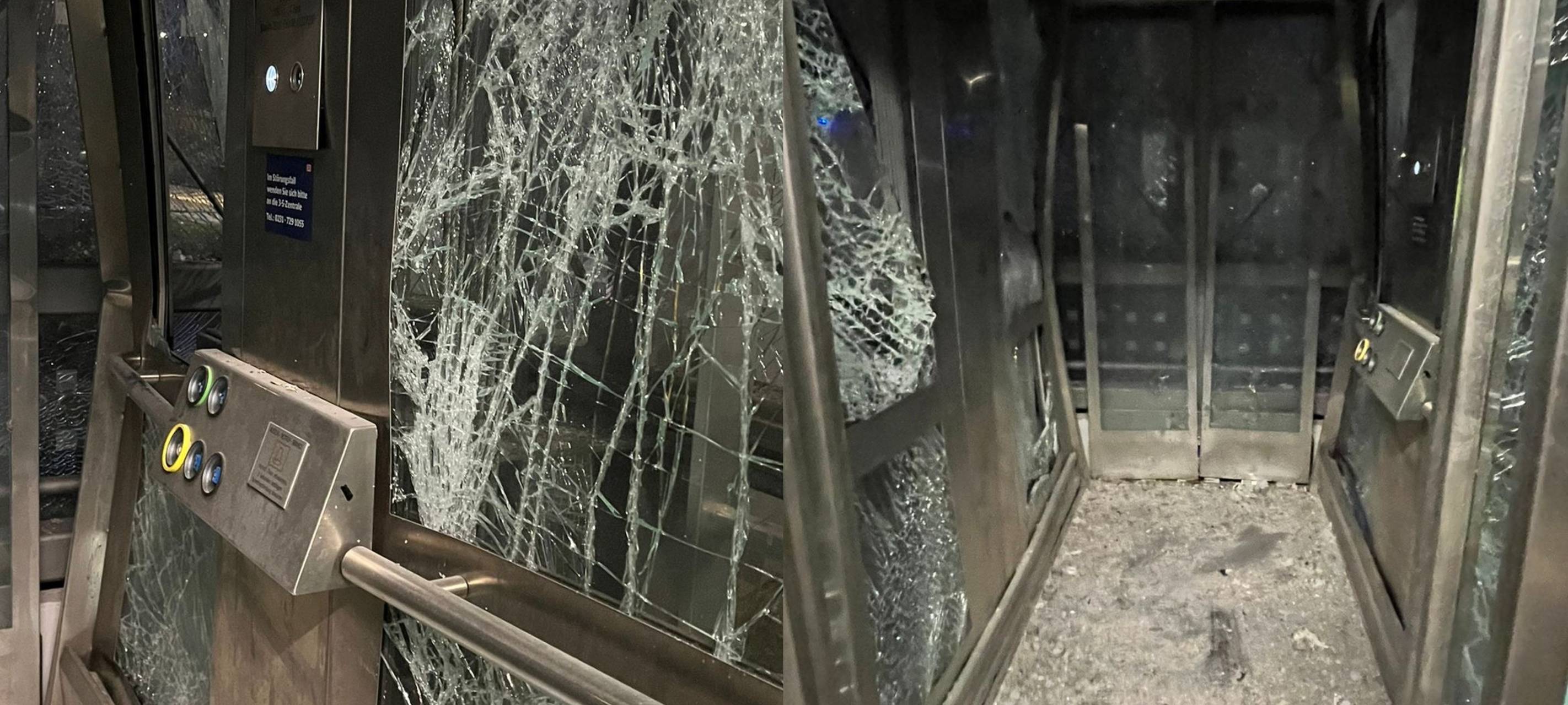 Fahrstuhl am Bahnhof Dortmund-Scharnhorst gesprengt