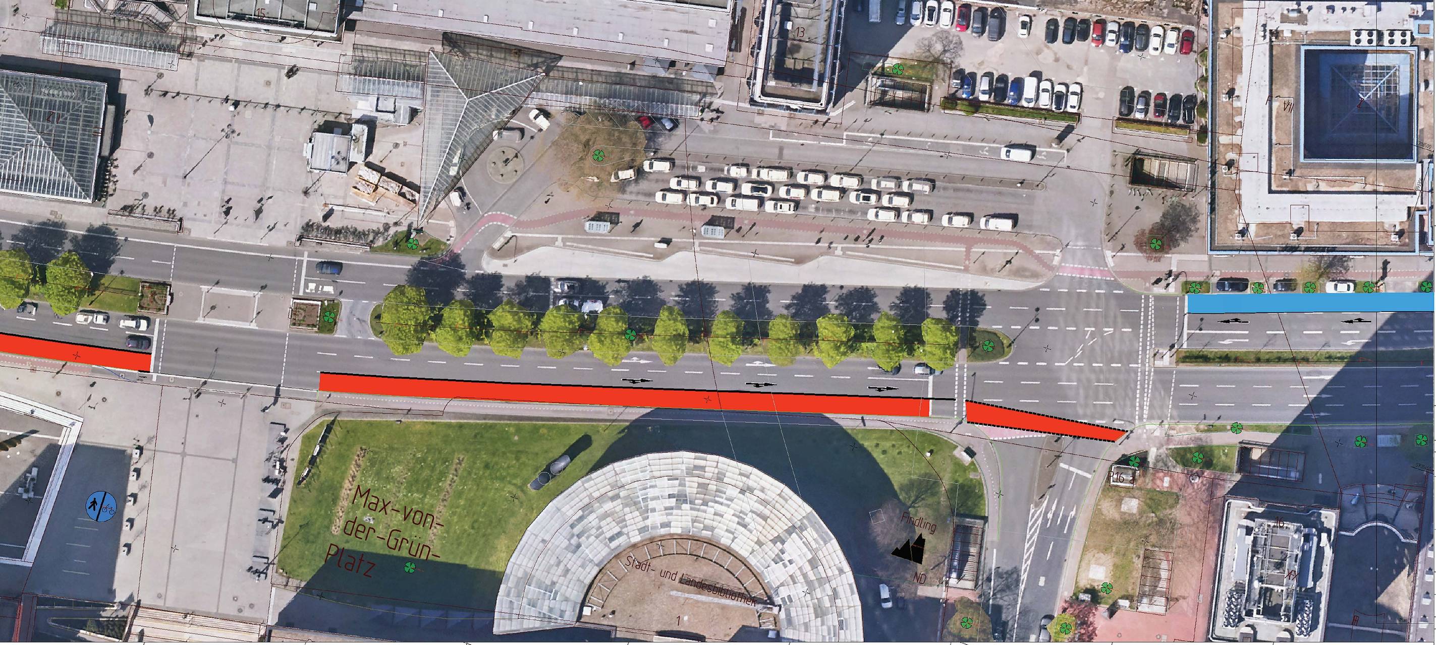 Dortmund: Busspur auf dem Wall