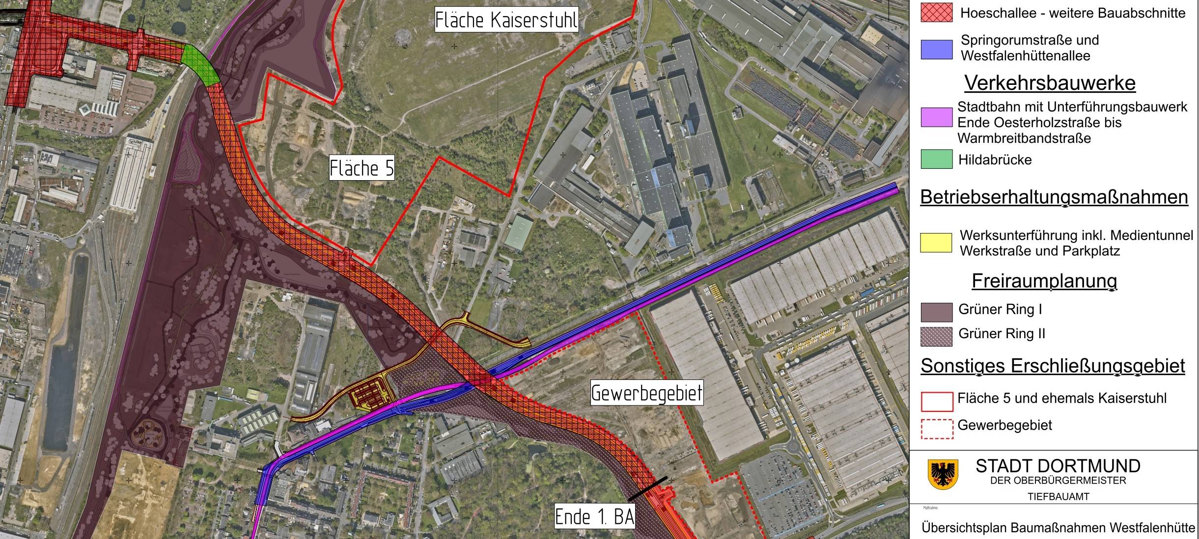 Der Plan des Verlaufs der Hoeschallee.