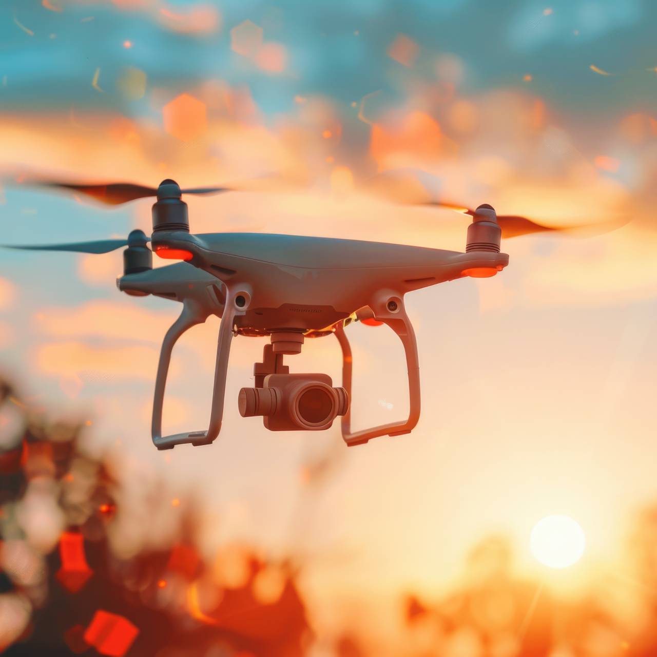 Drohne fliegt durch die Luft.