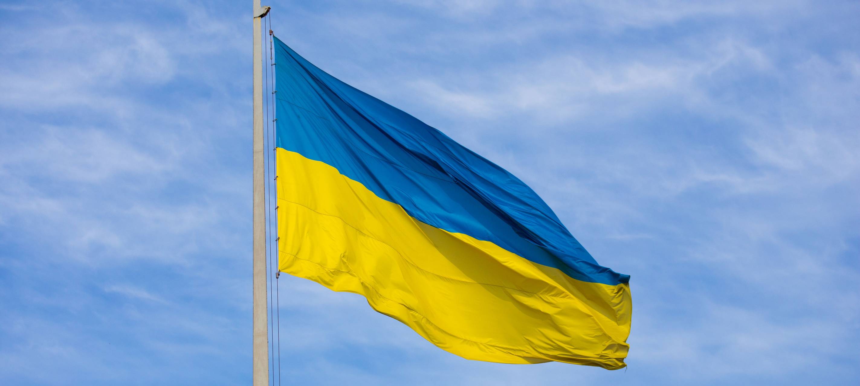 Nationalflagge der Ukraine weht im Wind