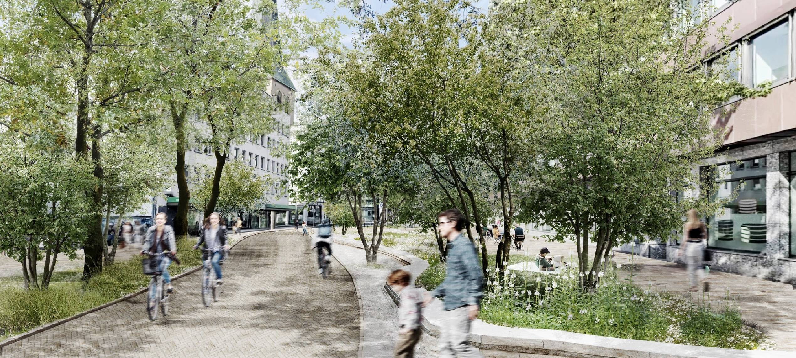 Auf der Kampstraße in der Innenstadt ist eine Promenade mit mehr Grün und einem eigenen Radweg geplant.