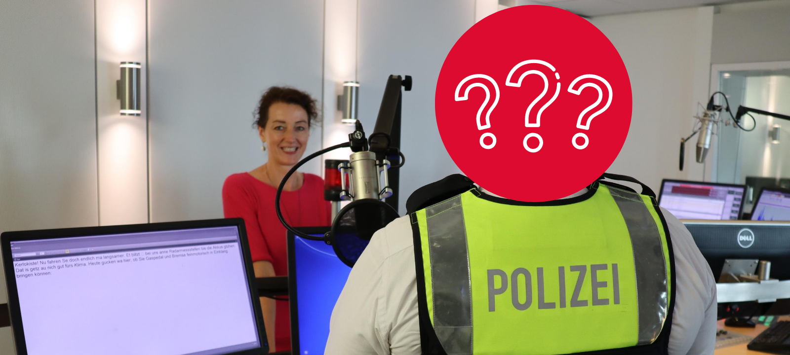 Polizeipraktikant Hans war zum Interview mit Steffi Strecker im Radio 91.2-Studio.