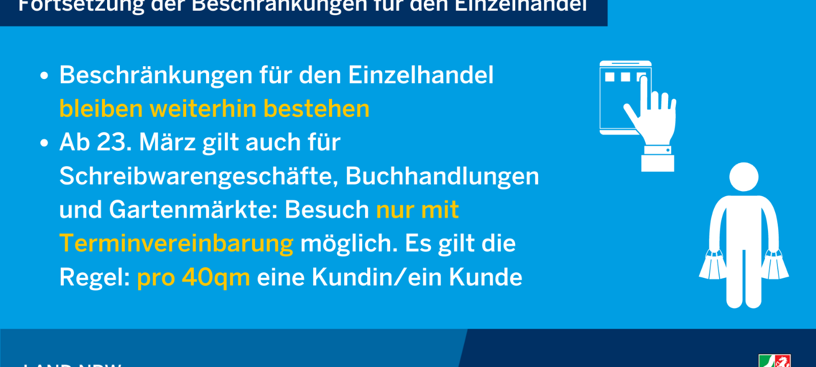 Land NRW-Beschränkungen Einzelhandel