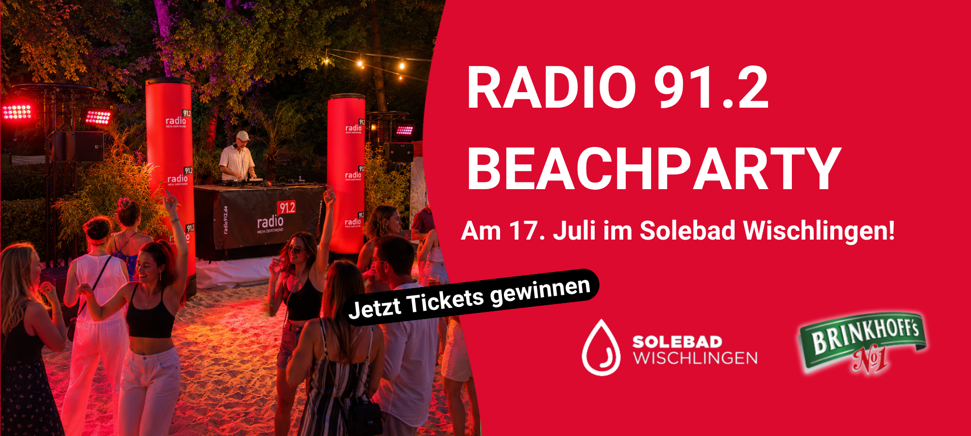Gewinnt Tickets für die Radio 91.2 Beachparty im Solebad Wischlingen.